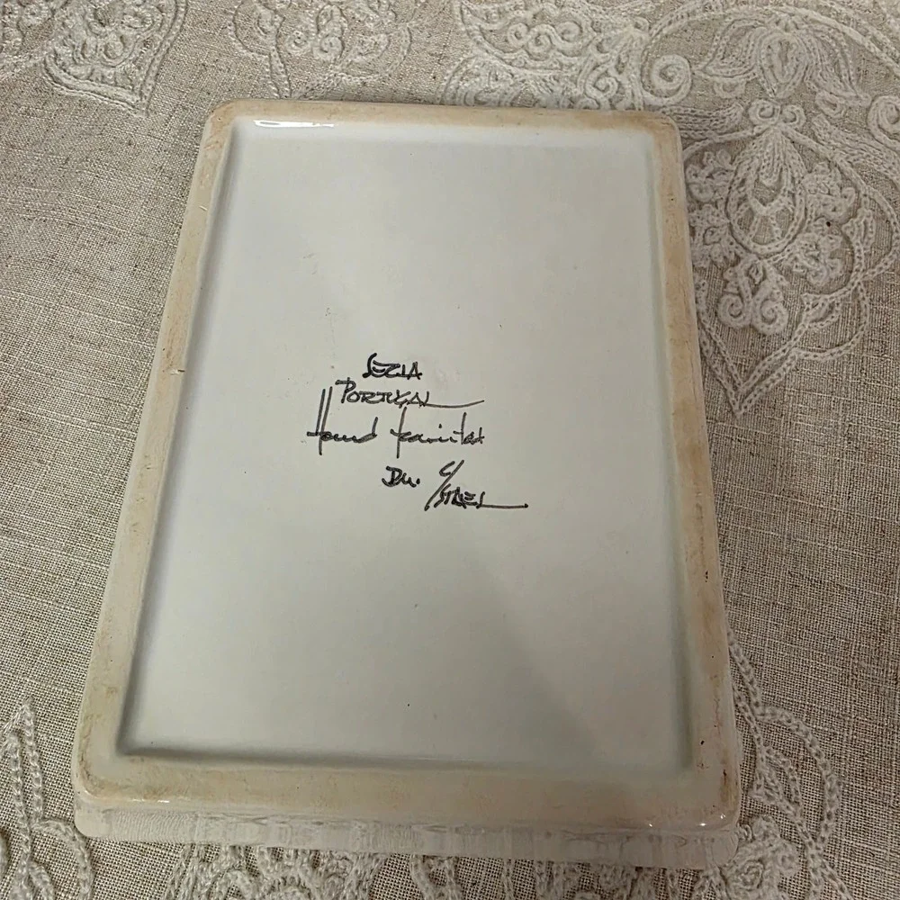 SECLA Portugal Ceramic Trinket Tray Dish Hand Painted Pottery Beach Nautical Sea